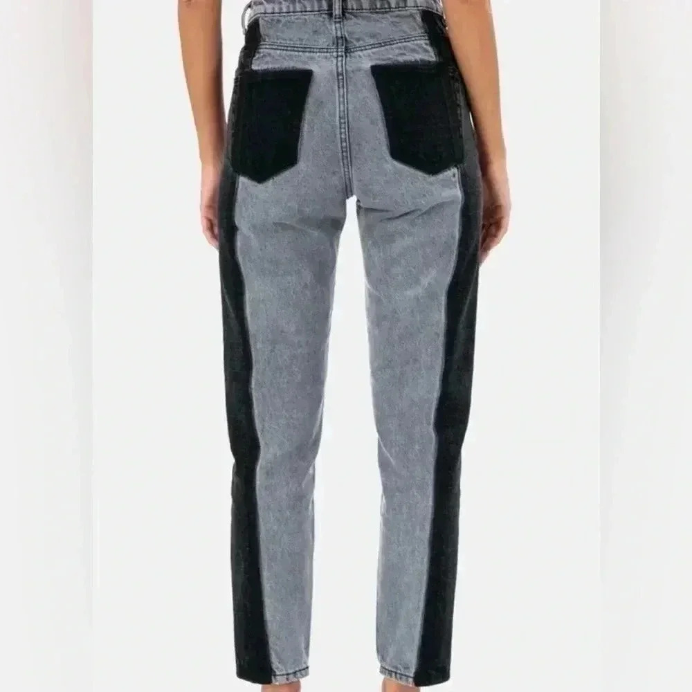 Adika Jeans Womens S 25 Gray Black Two Tone Mom Hight Waist Crop 90s Retro Y2K - Picture 3 of 12